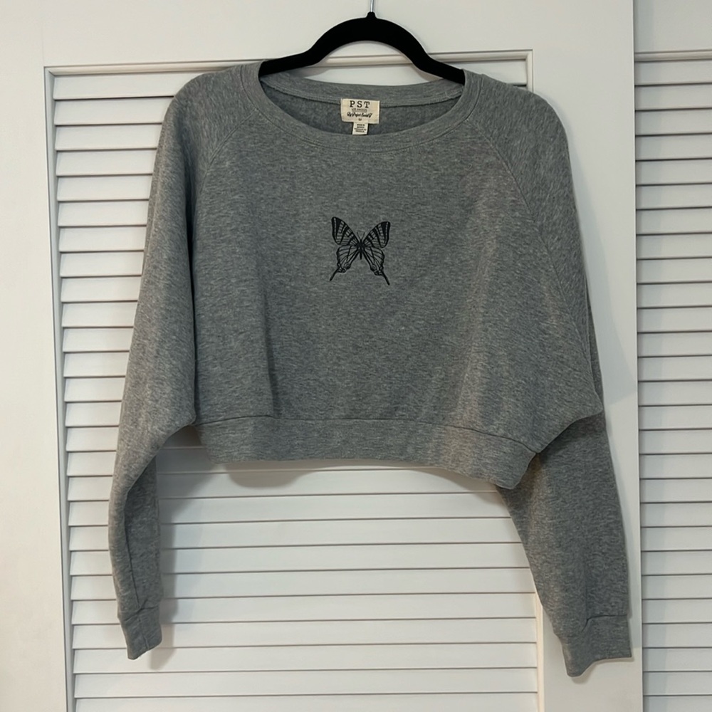 Project social t cropped butterfly sweatshirt